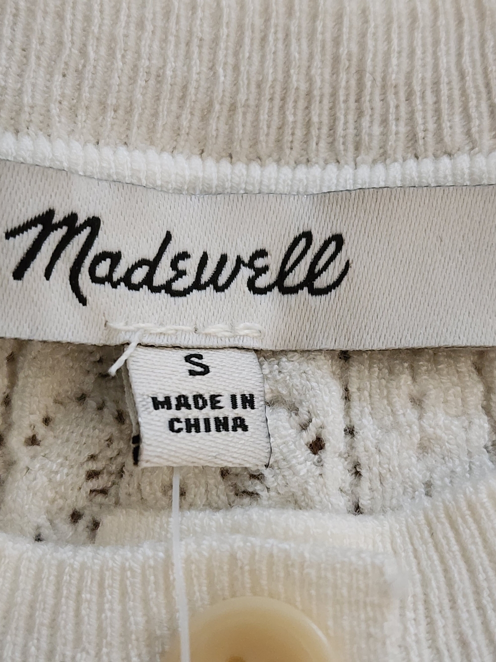 Madewell Cardigan Women Small Ivory Red Trim Pointelle Knit Sweater NWT Indie - Picture 2 of 10
